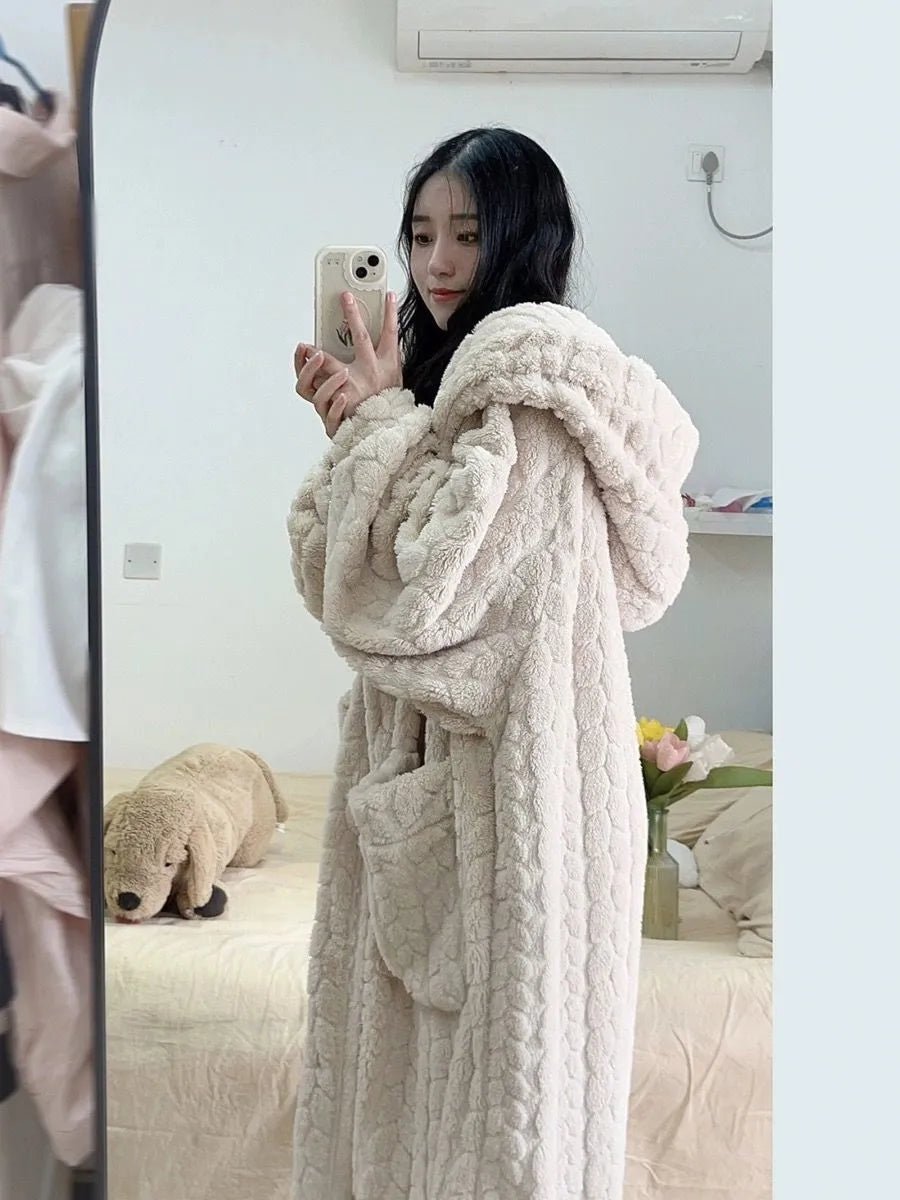 Virelle Maison - Peignoir léger en coton texturé avec capuche pour intérieur | Virelle Maison