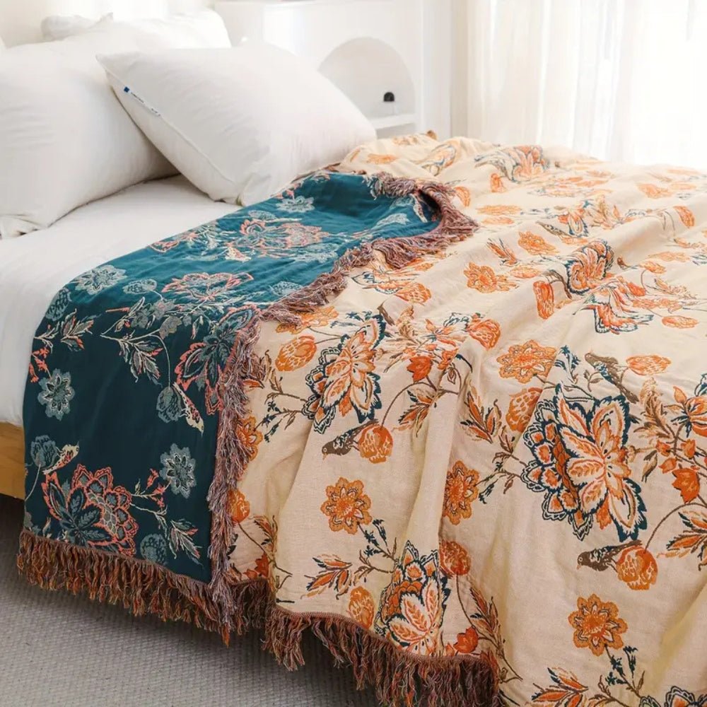 Virelle Maison - Plaid en coton texturé à motif bohème | Virelle Maison