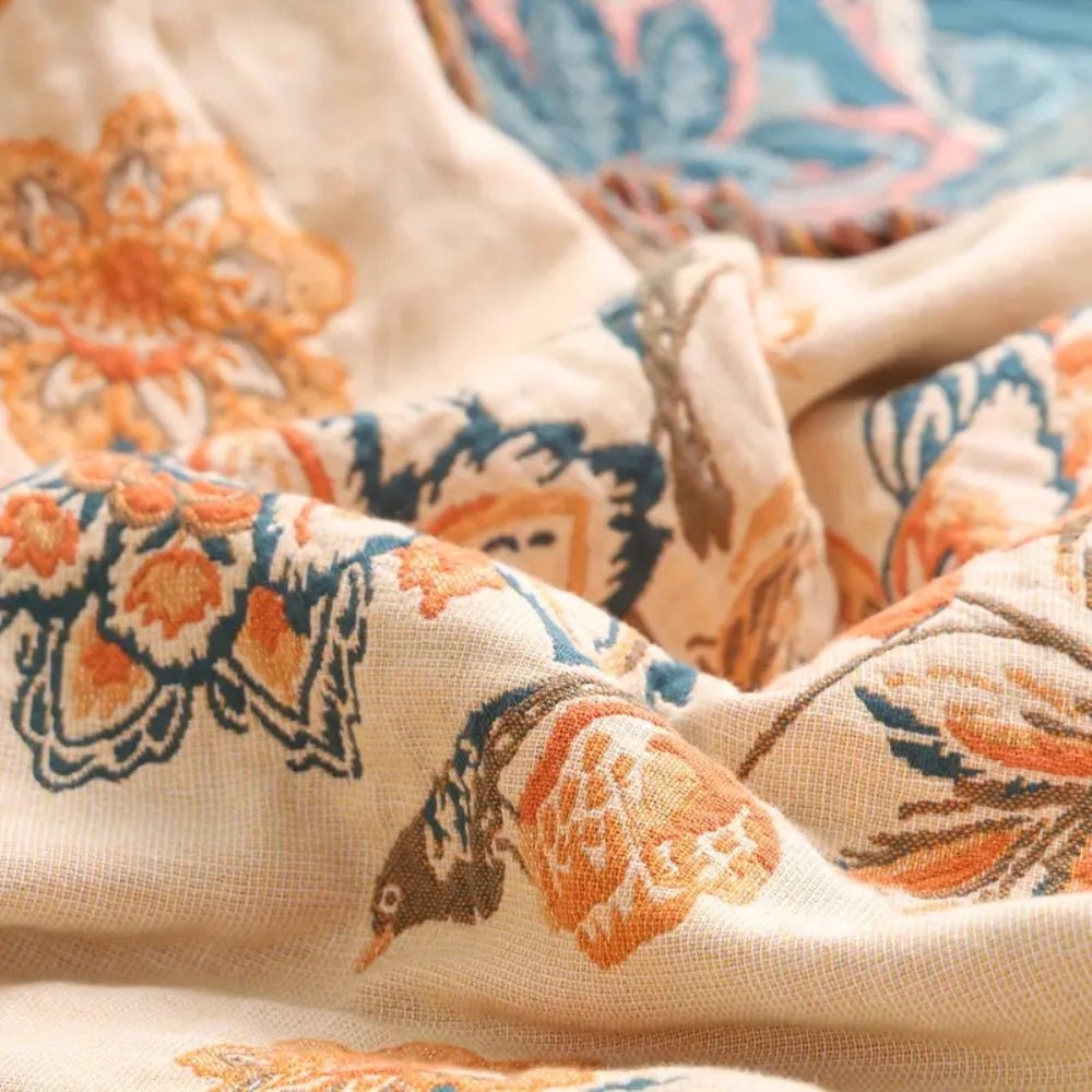 Virelle Maison - Plaid en coton texturé à motif bohème | Virelle Maison