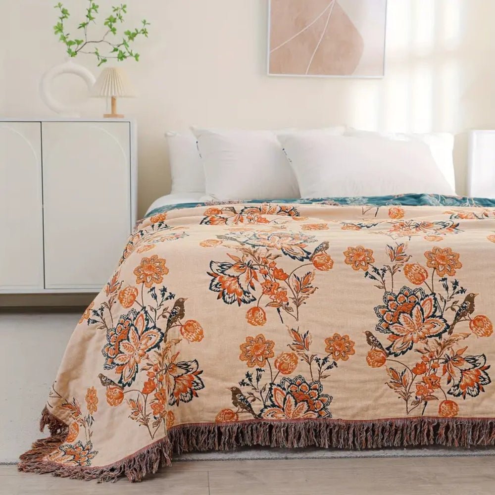 Virelle Maison - Plaid en coton texturé à motif bohème | Virelle Maison