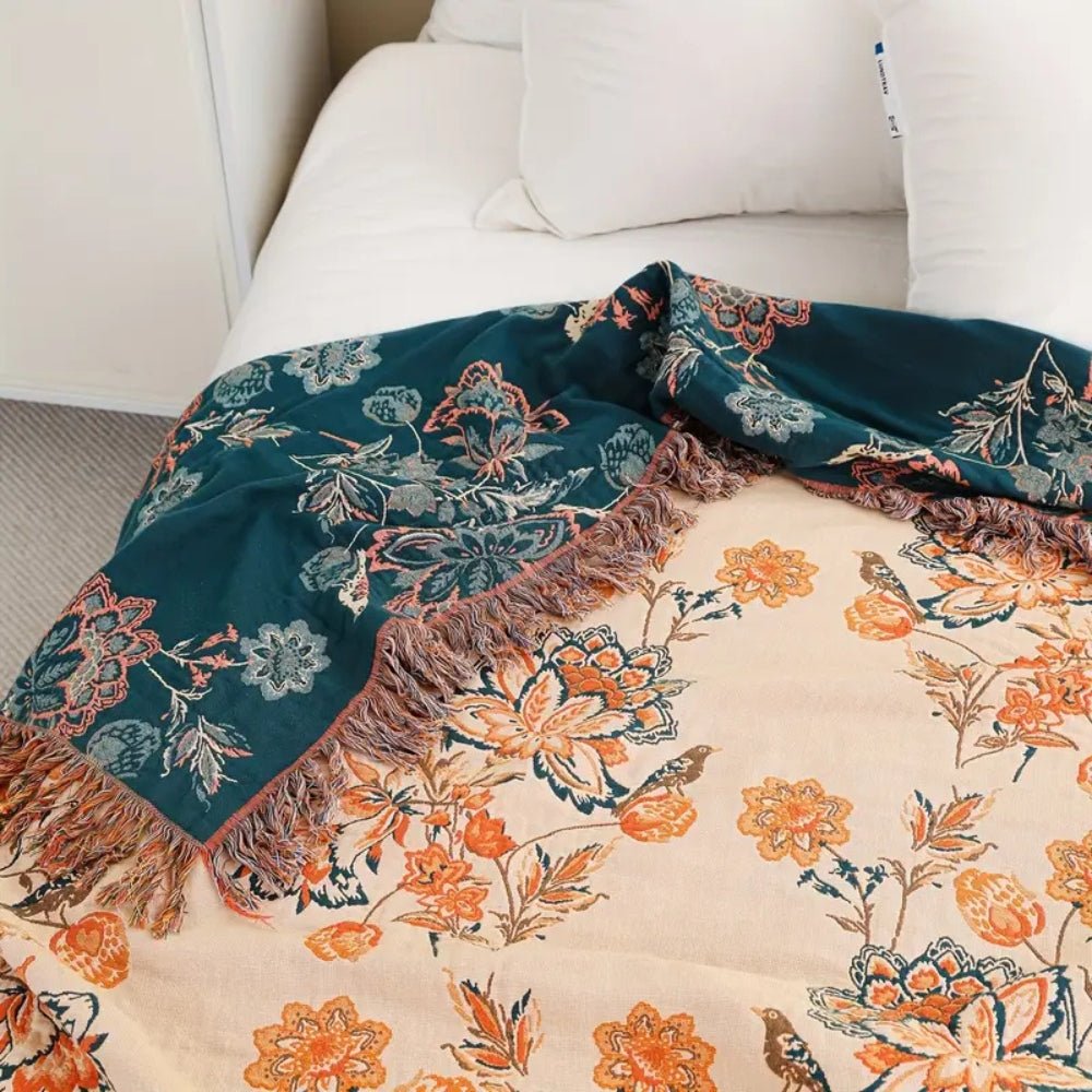 Virelle Maison - Plaid en coton texturé à motif bohème | Virelle Maison