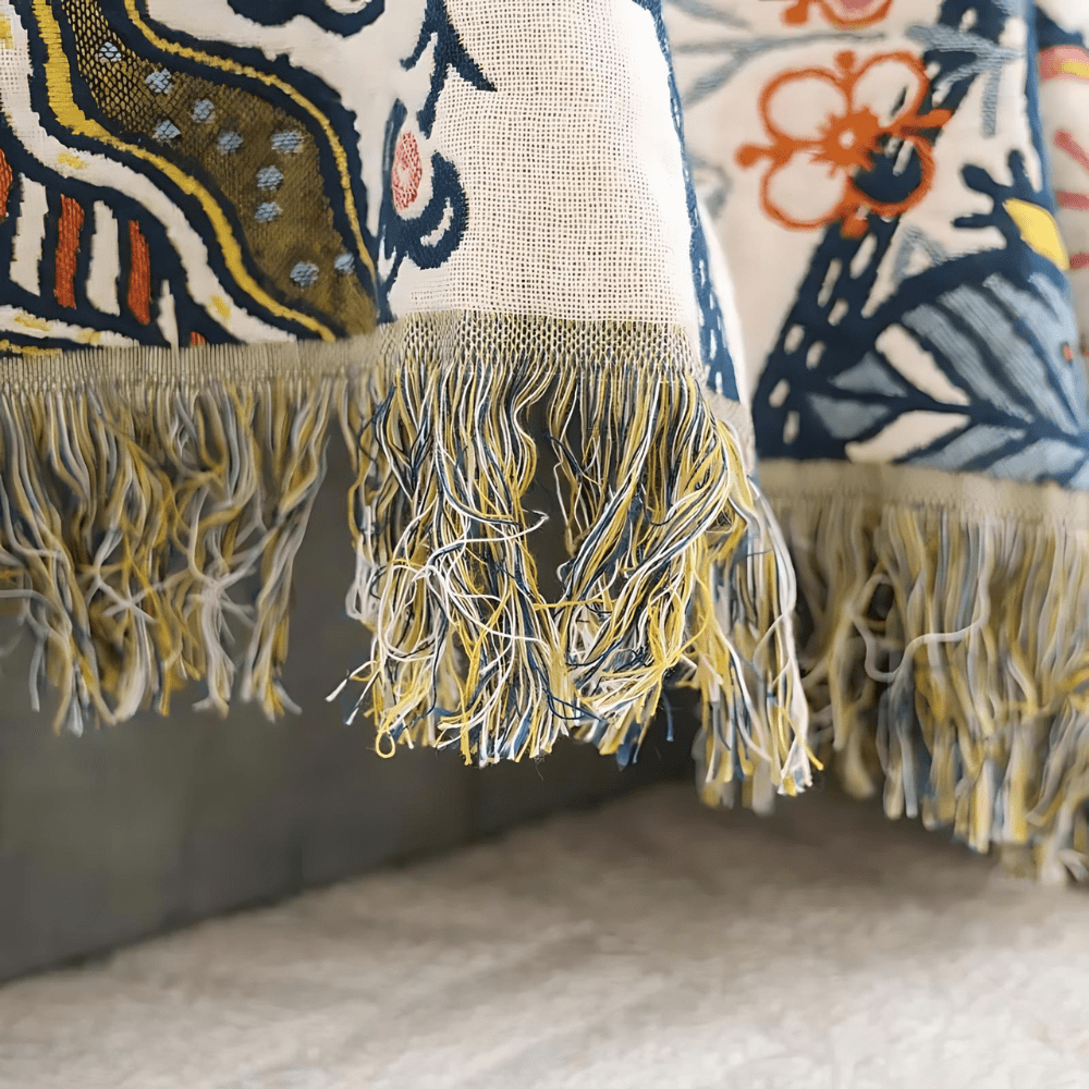 Virelle Maison - Plaid réversible en coton jacquard à motif floral tissé | Virelle Maison