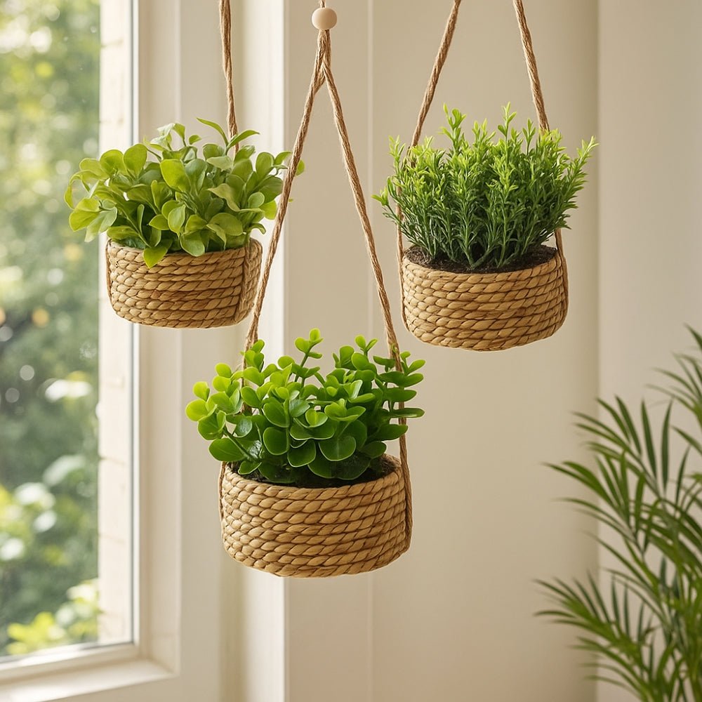 Virelle Maison - Plante suspendue artificielle en panier tressé | Virelle Maison