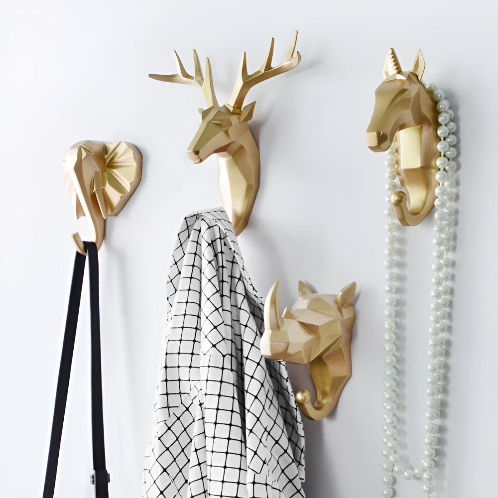 Virelle Maison - Porte - clés mural décoratif en résine tête d’animal
