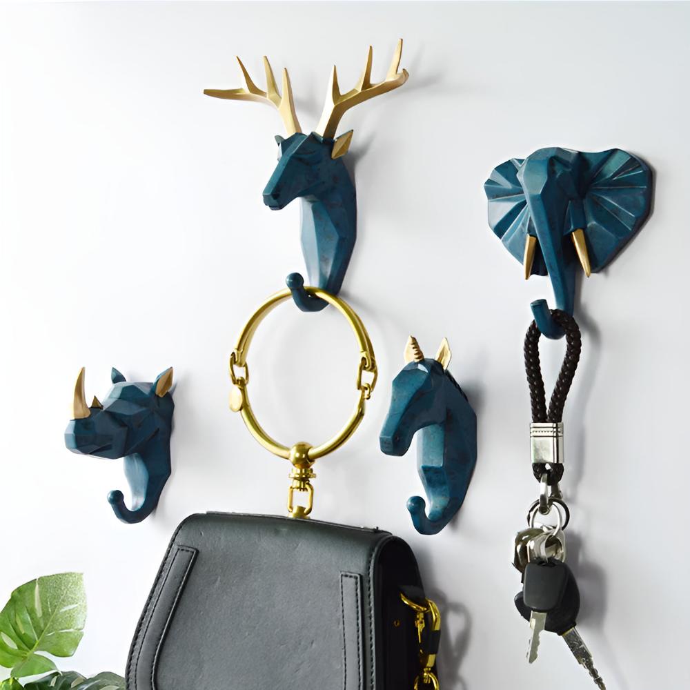 Virelle Maison - Porte - clés mural décoratif en résine tête d’animal