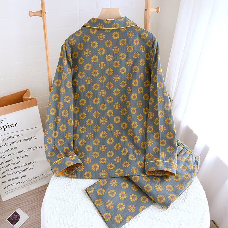 Virelle Maison - Pyjama en coton à motif tournesol pour homme et femme | Virelle Maison