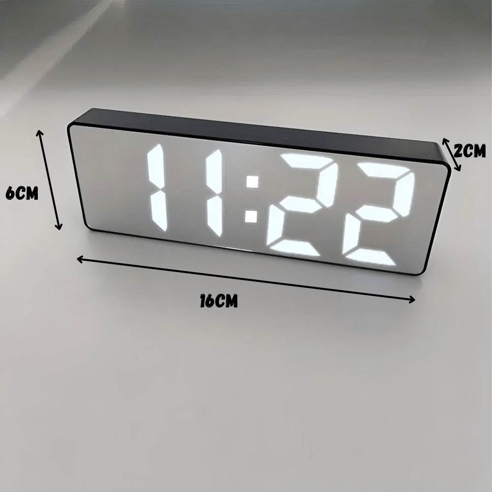 Virelle Maison - Réveil numérique miroir LED design minimaliste en ABS
