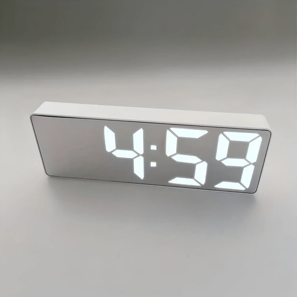 Virelle Maison - Réveil numérique miroir LED design minimaliste en ABS