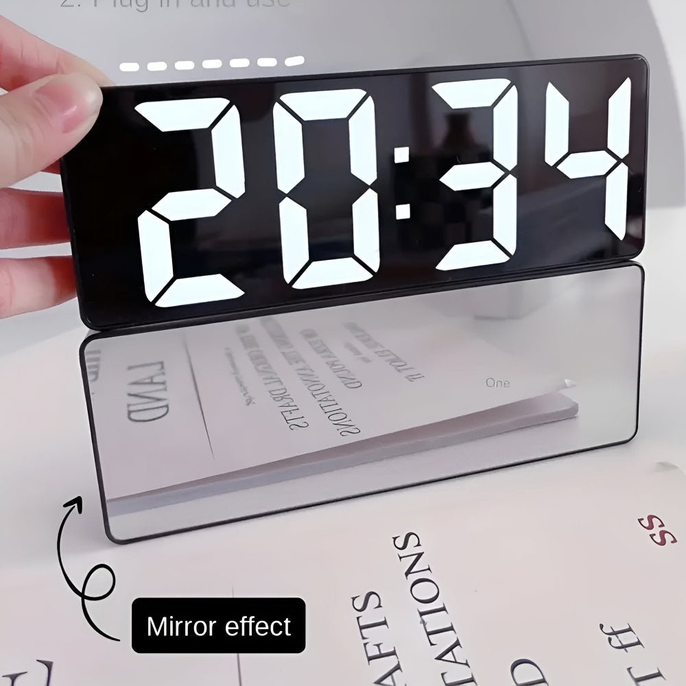 Virelle Maison - Réveil numérique miroir LED design minimaliste en ABS
