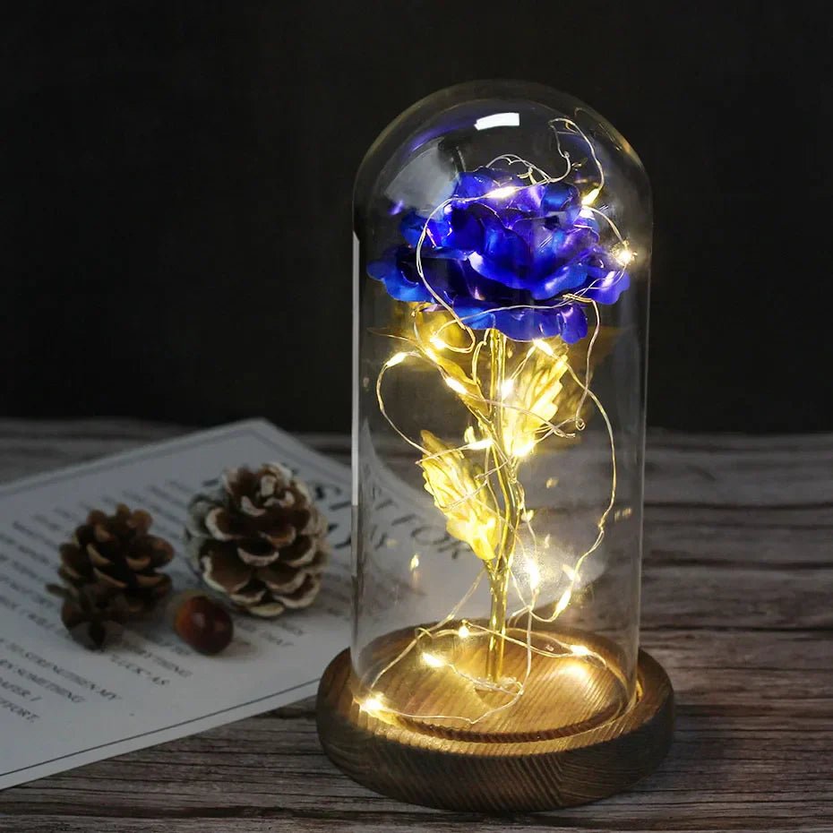 Virelle Maison - Rose préservée sous cloche en verre avec éclairage LED | Virelle Maison