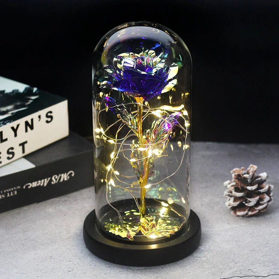 Virelle Maison - Rose préservée sous cloche en verre avec éclairage LED | Virelle Maison