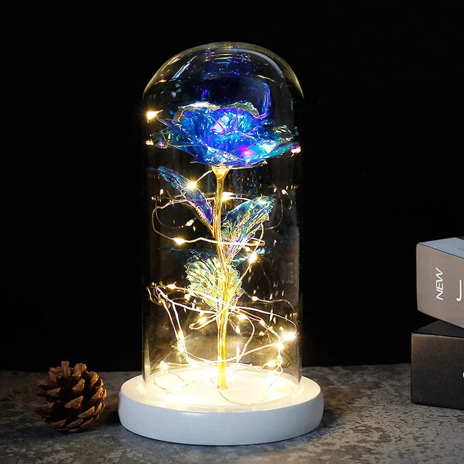 Virelle Maison - Rose préservée sous cloche en verre avec éclairage LED | Virelle Maison