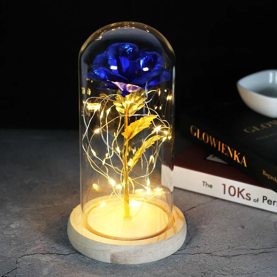 Virelle Maison - Rose préservée sous cloche en verre avec éclairage LED | Virelle Maison