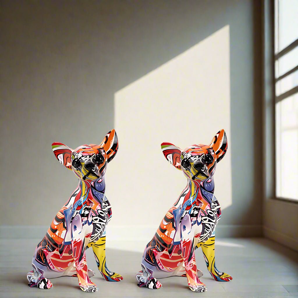 Virelle Maison - Sculpture décorative chihuahua style street art en résine