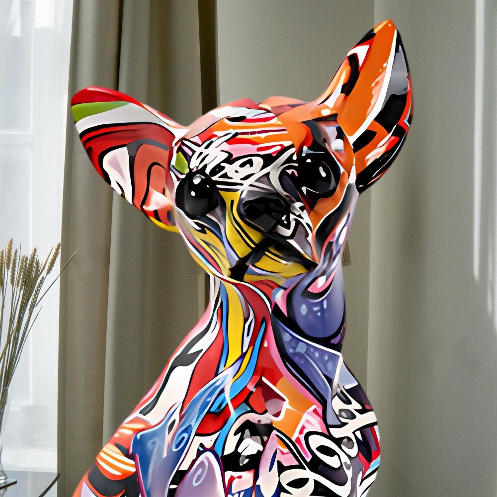 Virelle Maison - Sculpture décorative chihuahua style street art en résine