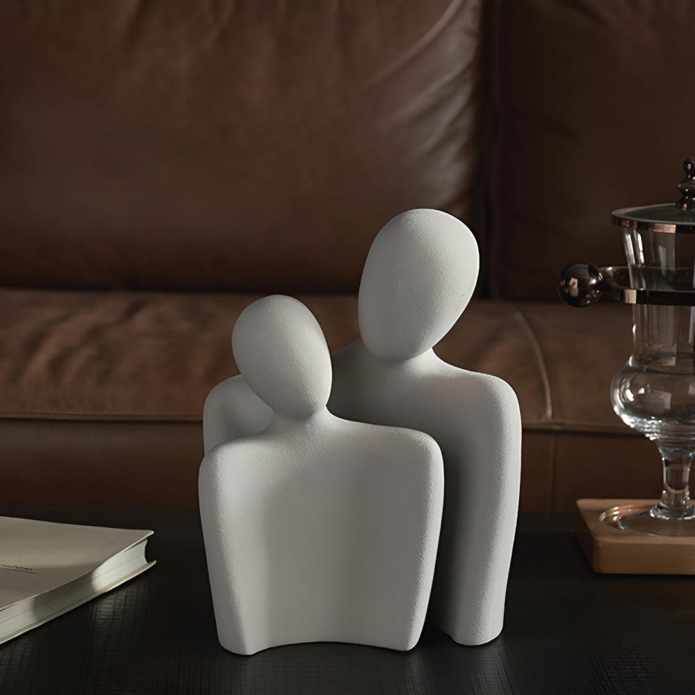 Virelle Maison - Sculpture décorative couple romantique en céramique grise