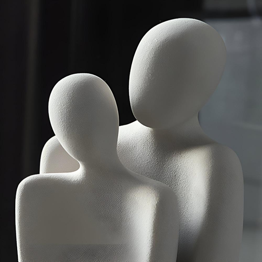 Virelle Maison - Sculpture décorative couple romantique en céramique grise