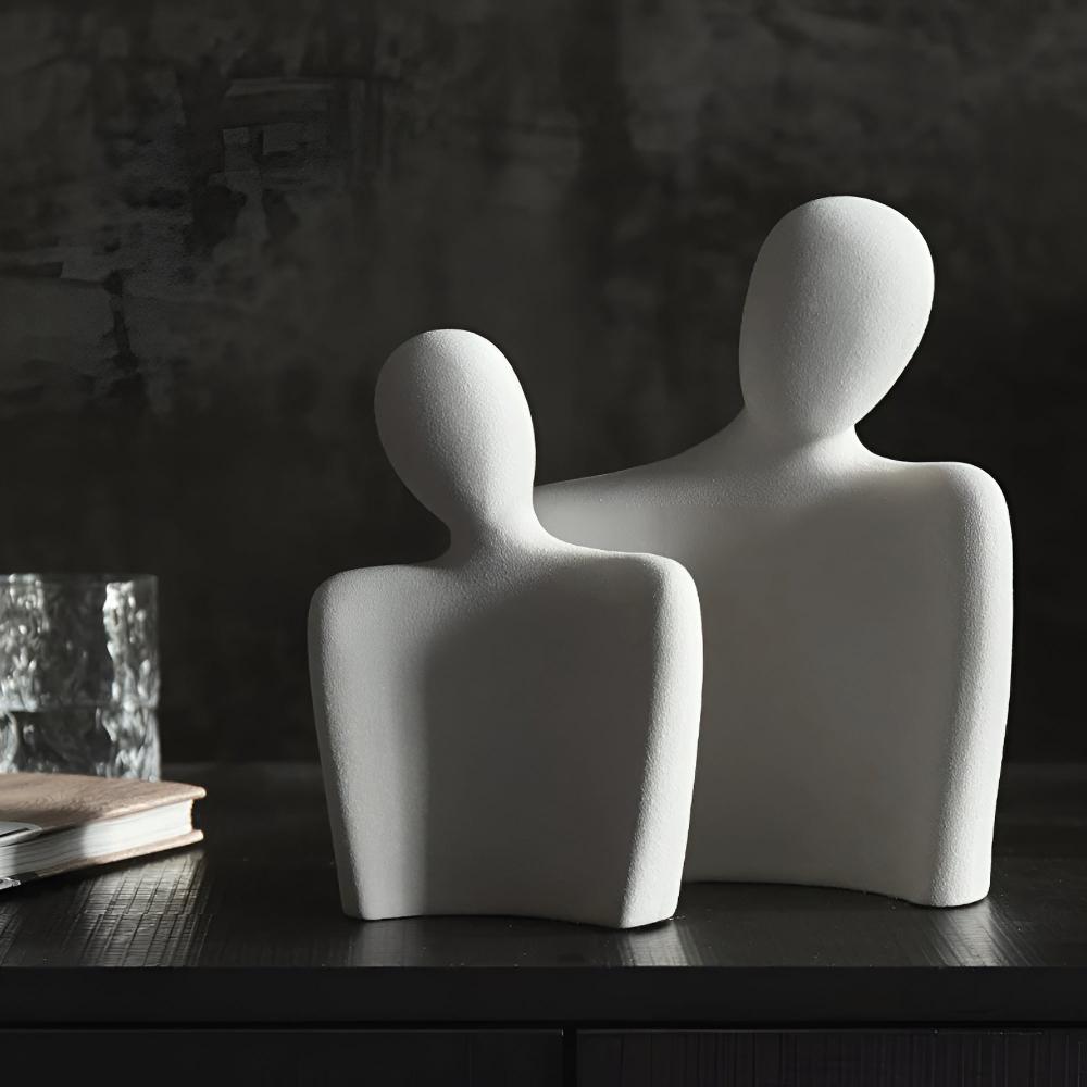 Virelle Maison - Sculpture décorative couple romantique en céramique grise