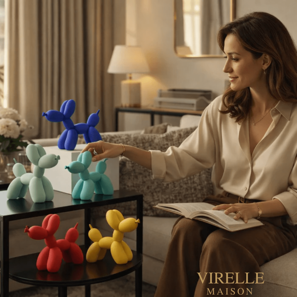 Virelle Maison - Sculpture décorative en résine finition lisse forme ballon chien | Virelle Maison