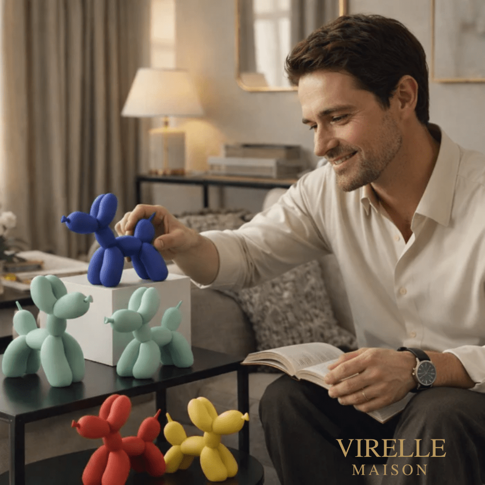 Virelle Maison - Sculpture décorative en résine finition lisse forme ballon chien | Virelle Maison