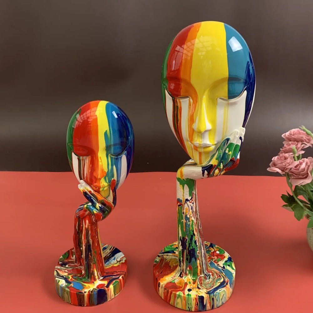 Virelle Maison - Sculpture décorative femme penseuse aux couleurs vives | Virelle Maison