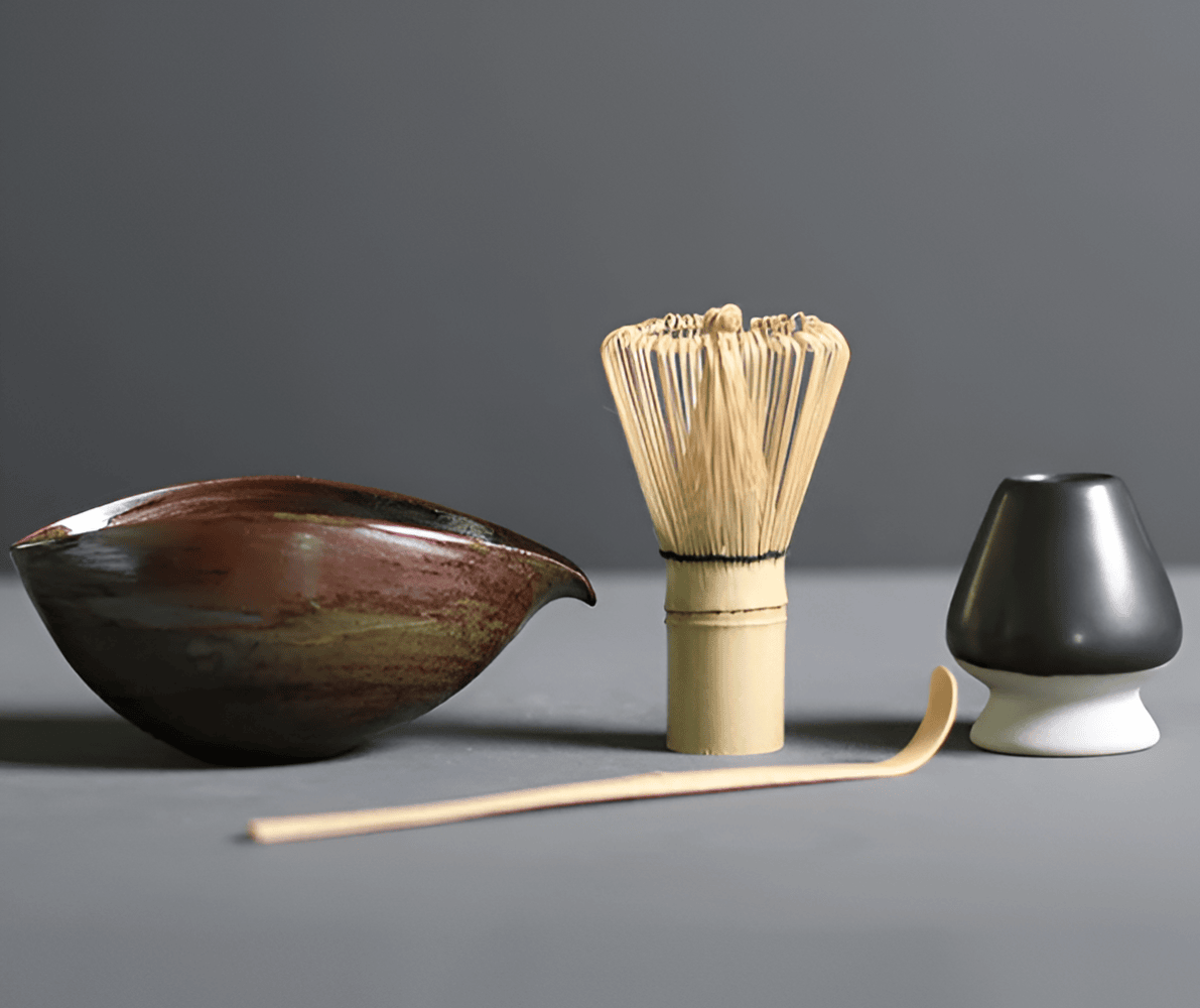 Virelle Maison - Service à matcha japonais en céramique et bambou – 4 pièces
