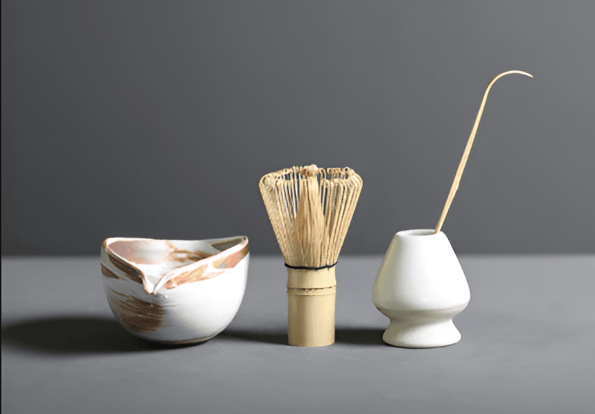 Virelle Maison - Service à matcha japonais en céramique et bambou – 4 pièces
