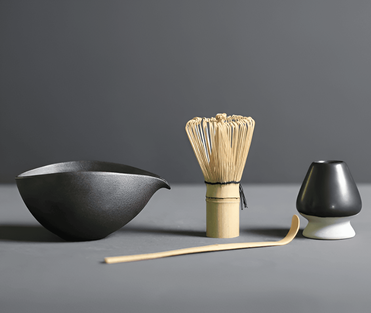 Virelle Maison - Service à matcha japonais en céramique et bambou – 4 pièces