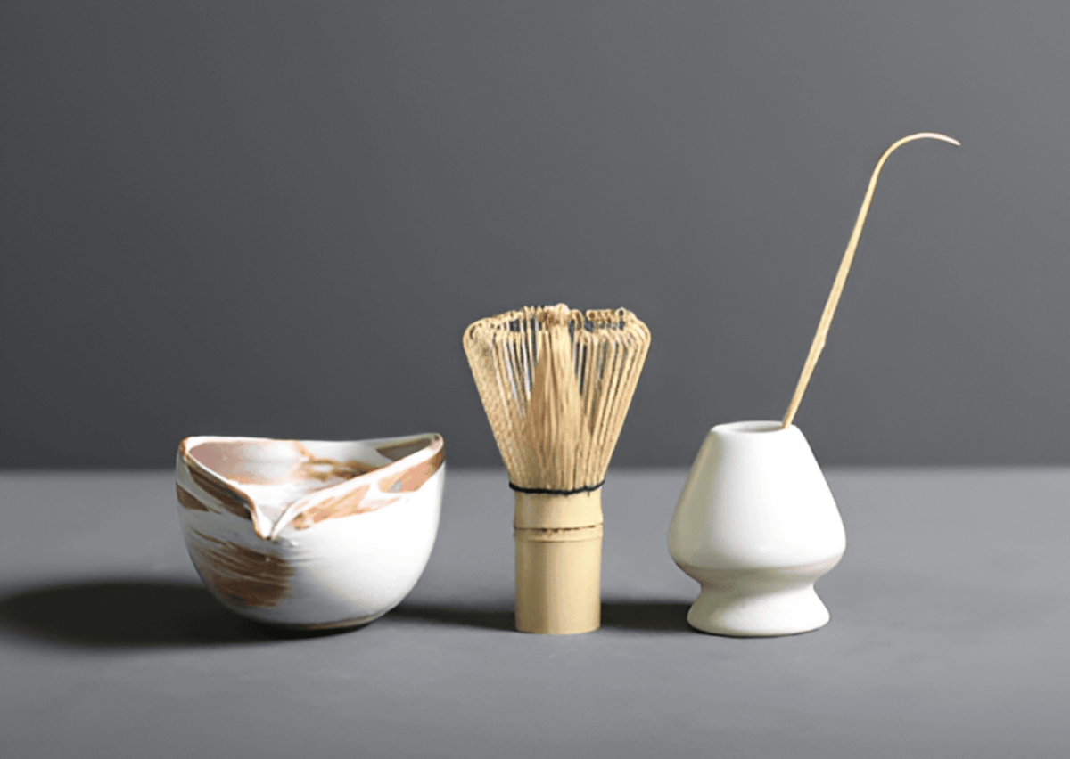Virelle Maison - Service à matcha japonais en céramique et bambou – 4 pièces