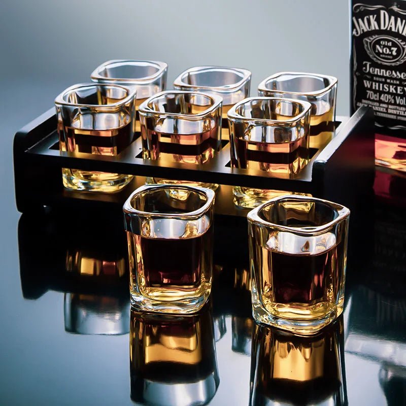 Virelle Maison - Service à whisky en verre trempé avec plateau noir mat
