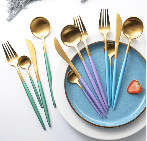Virelle Maison - Set de couverts 4 pièces en acier inoxydable coloré | Virelle Maison