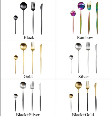 Virelle Maison - Set de couverts 4 pièces en acier inoxydable coloré | Virelle Maison