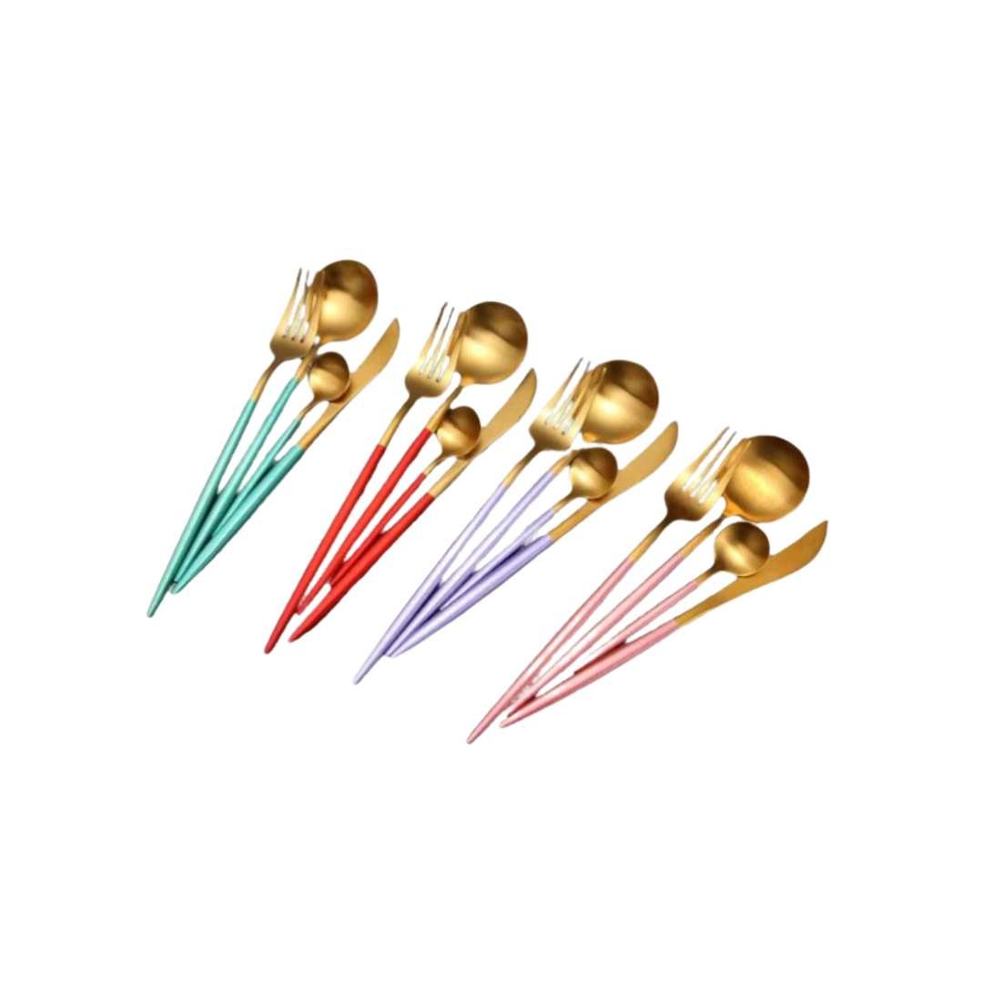 Virelle Maison - Set de couverts 4 pièces en acier inoxydable coloré | Virelle Maison
