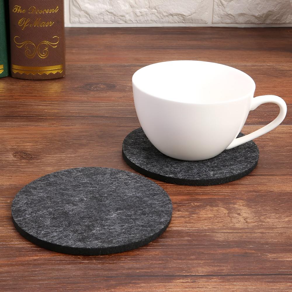 Virelle Maison - Set de dessous de verre ronds en feutrine avec support