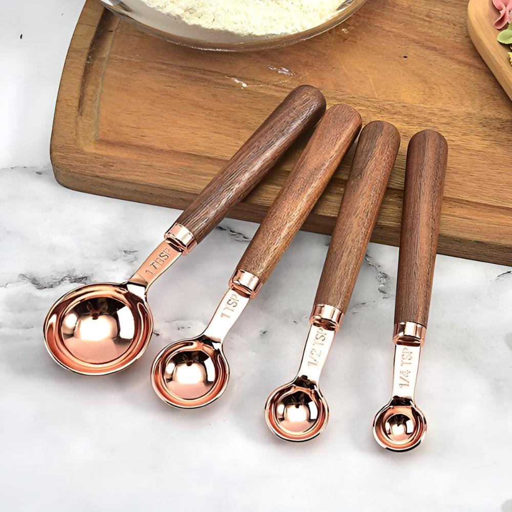 Virelle Maison - Set doseurs acier cuivré & noyer | Virelle Maison