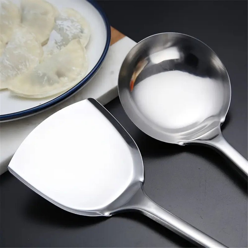 Virelle Maison - Set d’ustensiles de cuisine en acier inoxydable, finition brossée | Virelle Maison