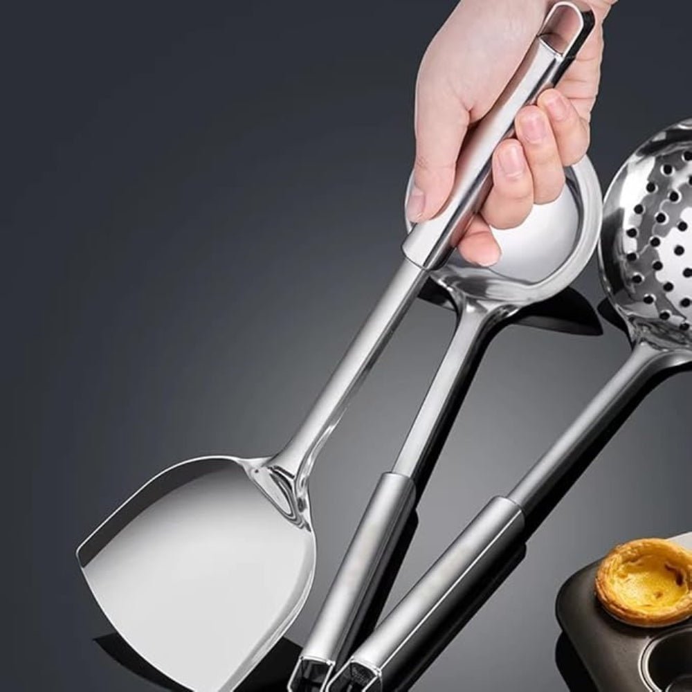 Virelle Maison - Set d’ustensiles de cuisine en acier inoxydable, finition brossée | Virelle Maison