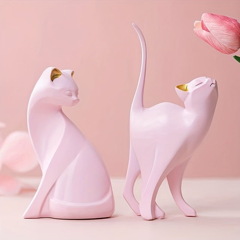 Virelle Maison - Statue décorative de chat en résine – Finition mate minimaliste | Virelle Maison