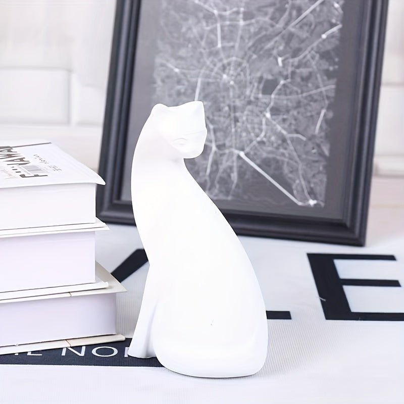 Virelle Maison - Statue décorative en résine effet mat chat assis | Virelle Maison