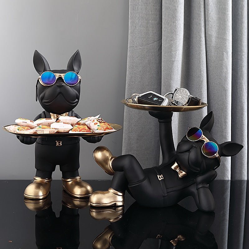 Virelle Maison - Statue décorative en résine noire de bouledogue français | Virelle Maison