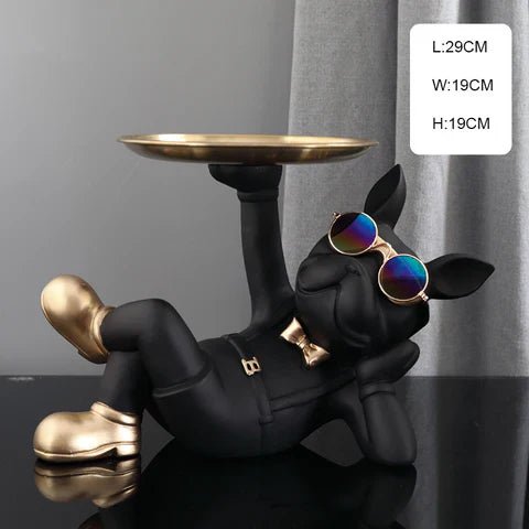 Virelle Maison - Statue décorative en résine noire de bouledogue français | Virelle Maison