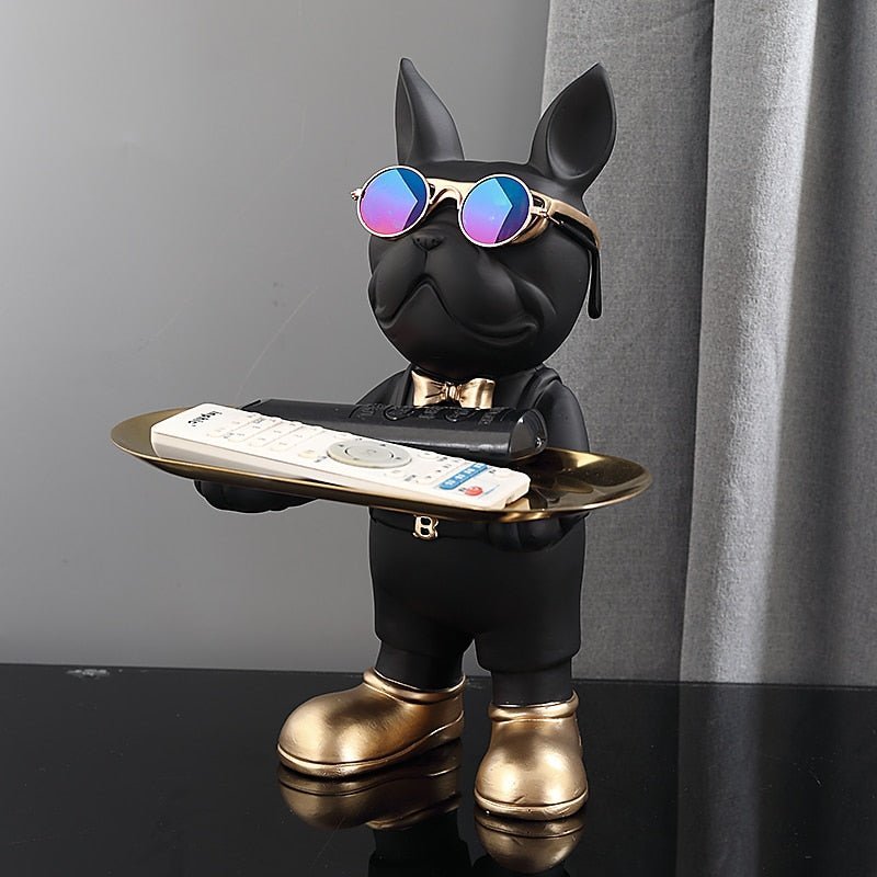 Virelle Maison - Statue décorative en résine noire de bouledogue français | Virelle Maison