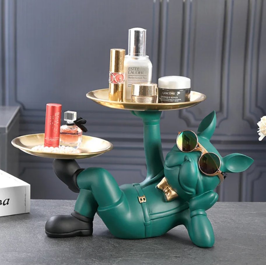 Virelle Maison - Statue décorative en résine noire de bouledogue français | Virelle Maison