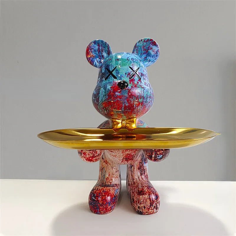 Virelle Maison - Statue ours en résine avec plateau de rangement | Virelle Maison
