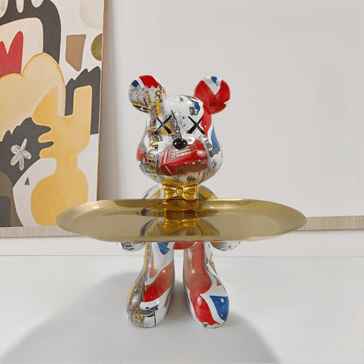 Virelle Maison - Statue ours en résine avec plateau de rangement | Virelle Maison