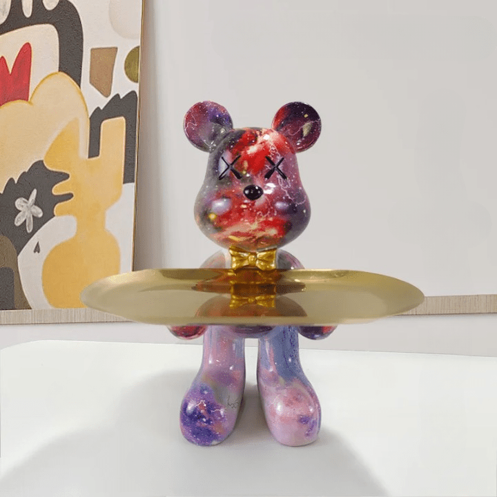 Virelle Maison - Statue ours en résine avec plateau de rangement | Virelle Maison