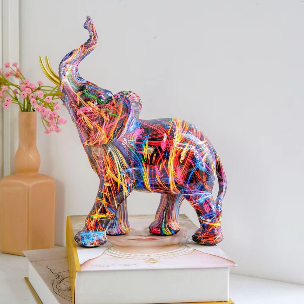 Virelle Maison - Statuette d’éléphant en résine peinte style graffiti | Virelle Maison