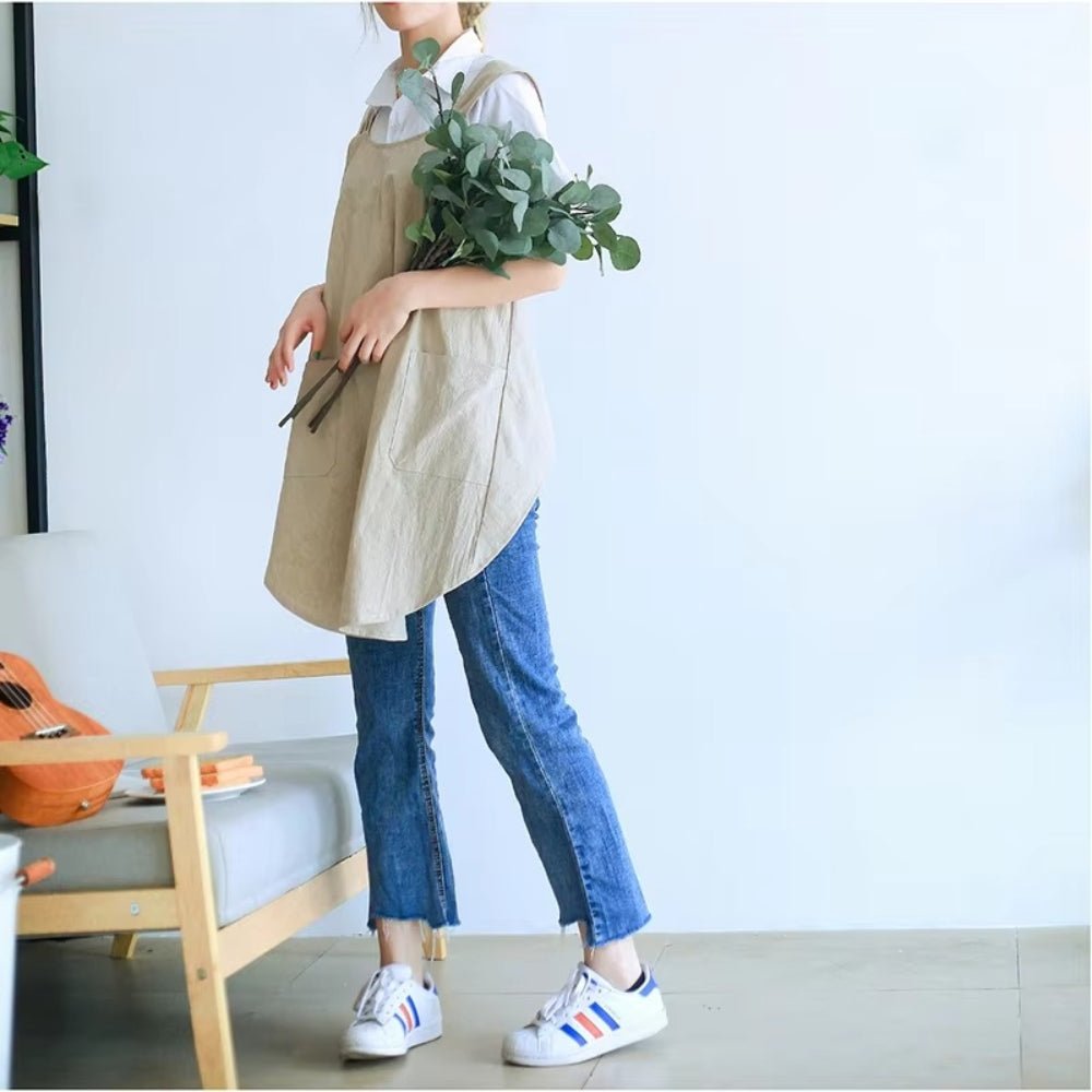 Virelle Maison - Tablier croisé en coton - lin, style coréen décontracté | Virelle Maison