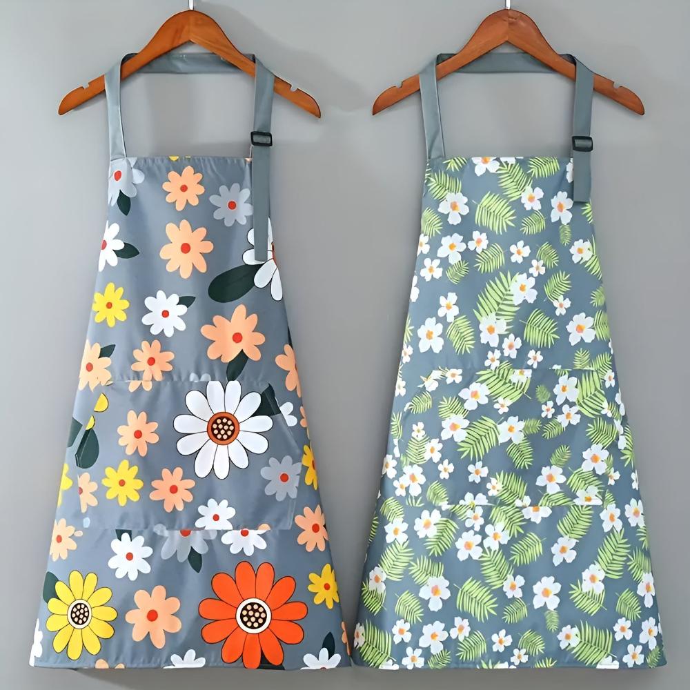 Virelle Maison - Tablier de cuisine en coton enduit à imprimé floral vintage | Virelle Maison