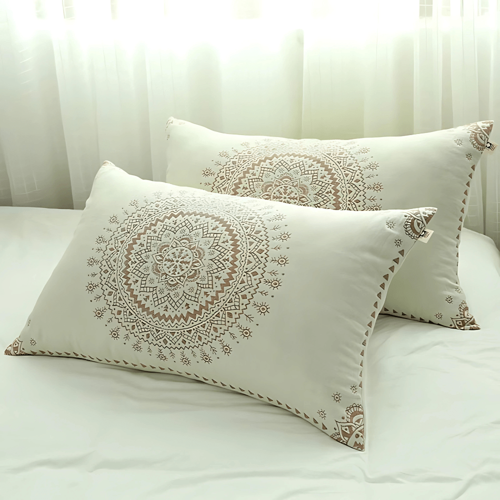 Virelle Maison - Taies d’oreiller coton léger motif mandala | Virelle Maison